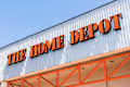 Close up of Home Depot logo above the store entrance at one of their locations in San Francisco bay area