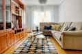 Interior of a living room decorated with corner sofa