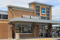 CHICAGO - APRIL 2021: Aldi grocery store in April 2021 in Chicago. Aldi has a new environmental sustainability  charter. Also, 34 ALDI  Earth Grown brand products won the Good Housekeeping Seal.