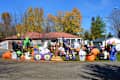 Campbellford, ON - October, 2022:  An elaborate Halloween display of inflatable decorations.