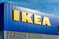 Almeria, Spain. June, 1st 2023: Ikea store facade with the logo. Multinational company that designs and sells ready-to-assemble furniture, kitchens and accessories.