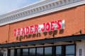 Massachusetts, USA - 19 April 2024. General view of the Trader Joe's logo sign on a supermarket building facade wall