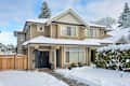 A perfect neighborhood. Entrance of nice residential house in snow