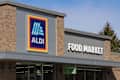 Anderson - March 18, 2025: Aldi Discount Supermarket. Aldi sells a range of grocery items, including produce, meat and dairy at discount prices.