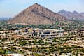 Camelback Mountain and the skyline of old town Scottsdale, Arizona from above