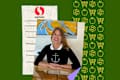Portrait of woman and safeway receipt illustration