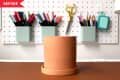 Before: small, plain, terracotta pot, sitting on a table