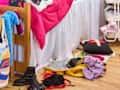 messy clothes on floor