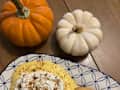 Pumpkin pie dip on platter.
