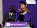 Taylor Swift Delivers New York University 2022 Commencement Address at Yankee Stadium on May 18, 2022 in New York City.