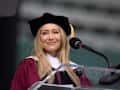 BOSTON, MASSACHUSETTS - APRIL 29: Hilary Duff delivers the Northeastern University's 2026 Commencement Speech at Fenway Park on April 29, 2026 in Boston, Massachusetts. (Photo by Lisa Aileen Dragani/Getty Images)