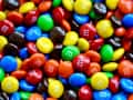 Full frame of colorful M and M’s chocolate candies, made by Mars, Inc