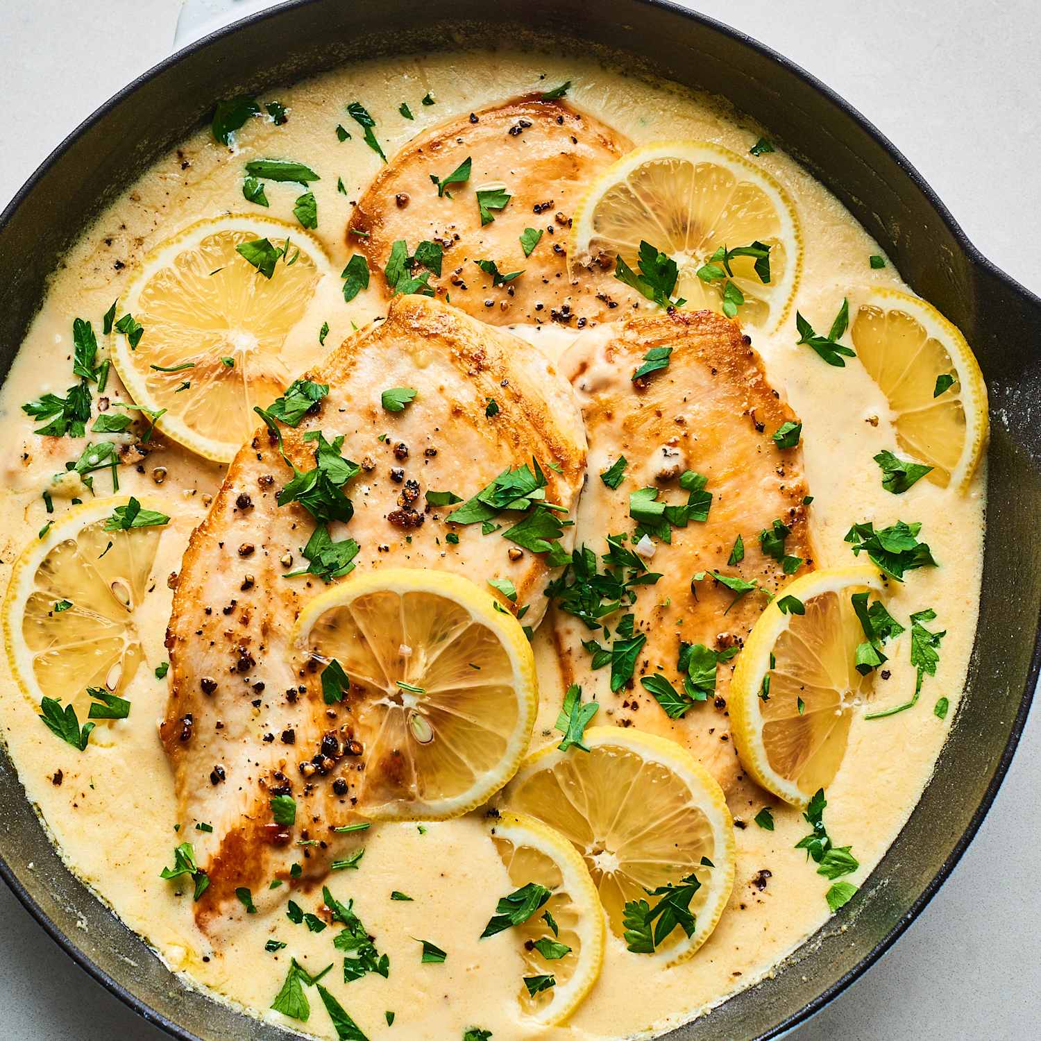 Easy, Creamy Lemon Garlic Skillet Chicken