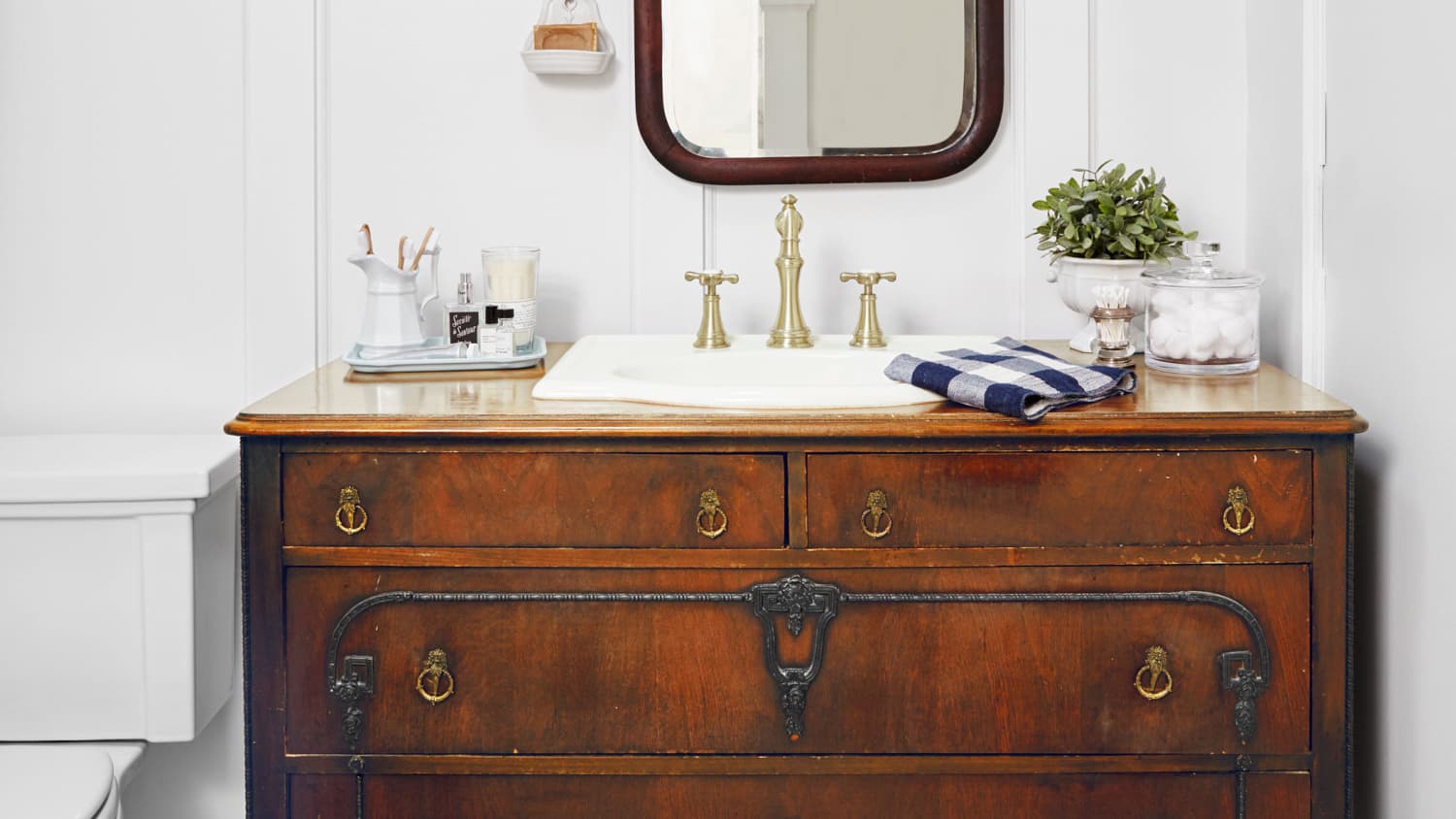 Antique Dresser Turned Into Bathroom Vanity