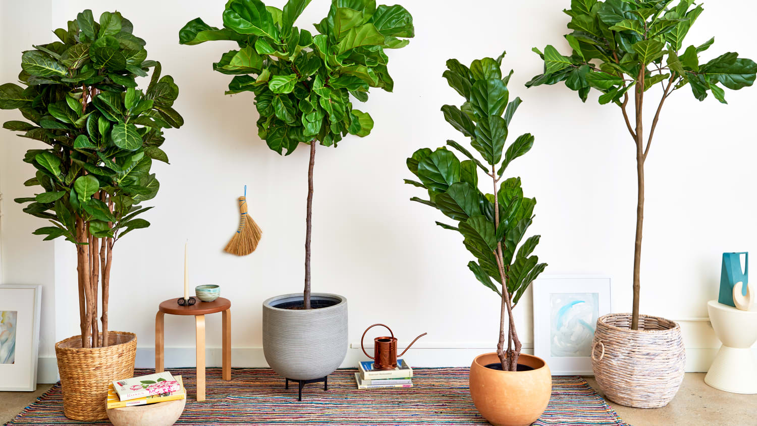 Artificial Fiddle Leaf Fig Tree Mini Faux w/ Planter For Living Room Bedroom 