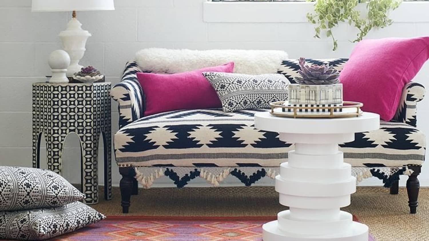 decorating with patterned sofa