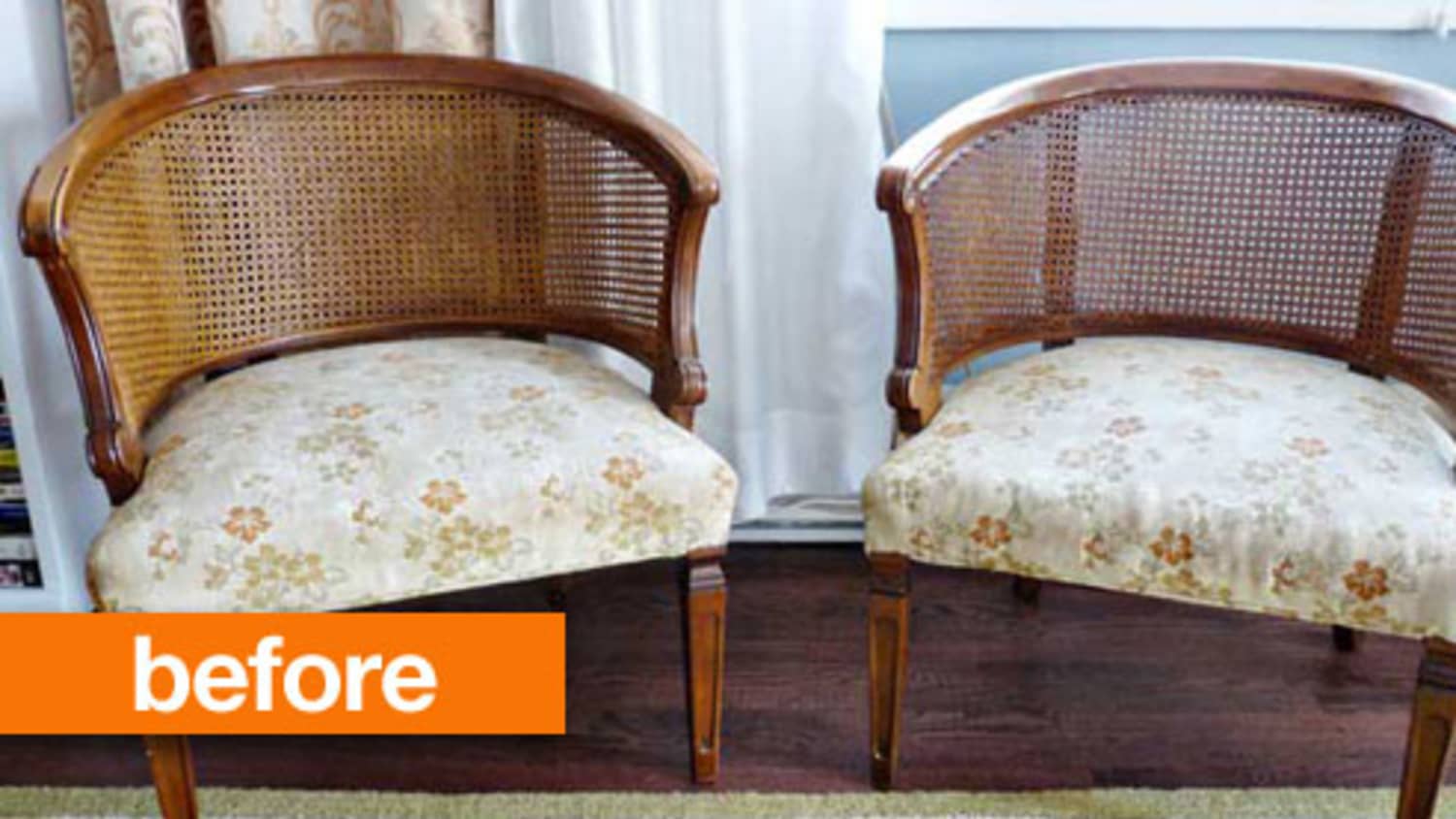 before  after maria's craigslist cane chair makeover