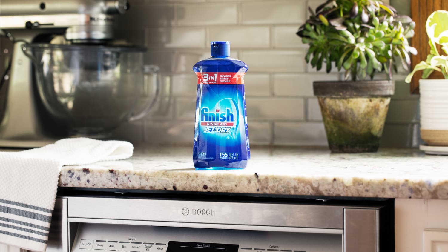 Finish Jet-Dry Rinse Aid, Dishwasher Rinse Agent & Drying Agent, 16 Fl Oz  (Pack of 1)