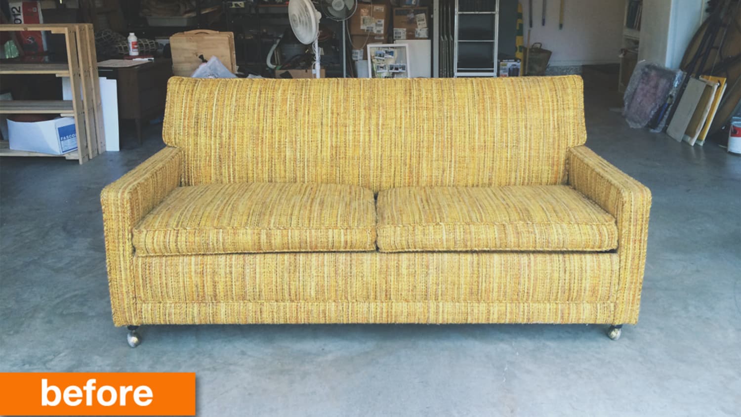 Yellow mid discount century couch