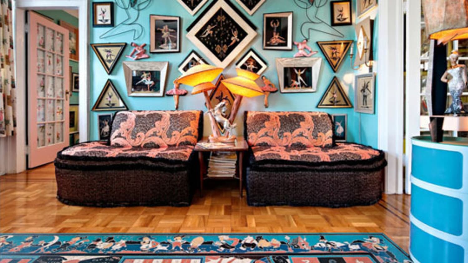 woodblock コーデュロイスタジャン XL the apartment Cullen's 50s Collector's Heaven in Brooklyn | Apartment Therapy