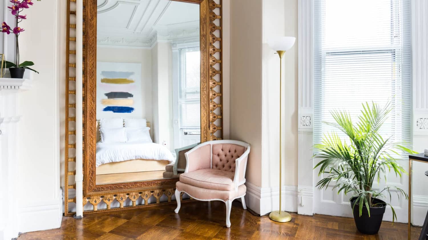Mirror corner on sale unit living room