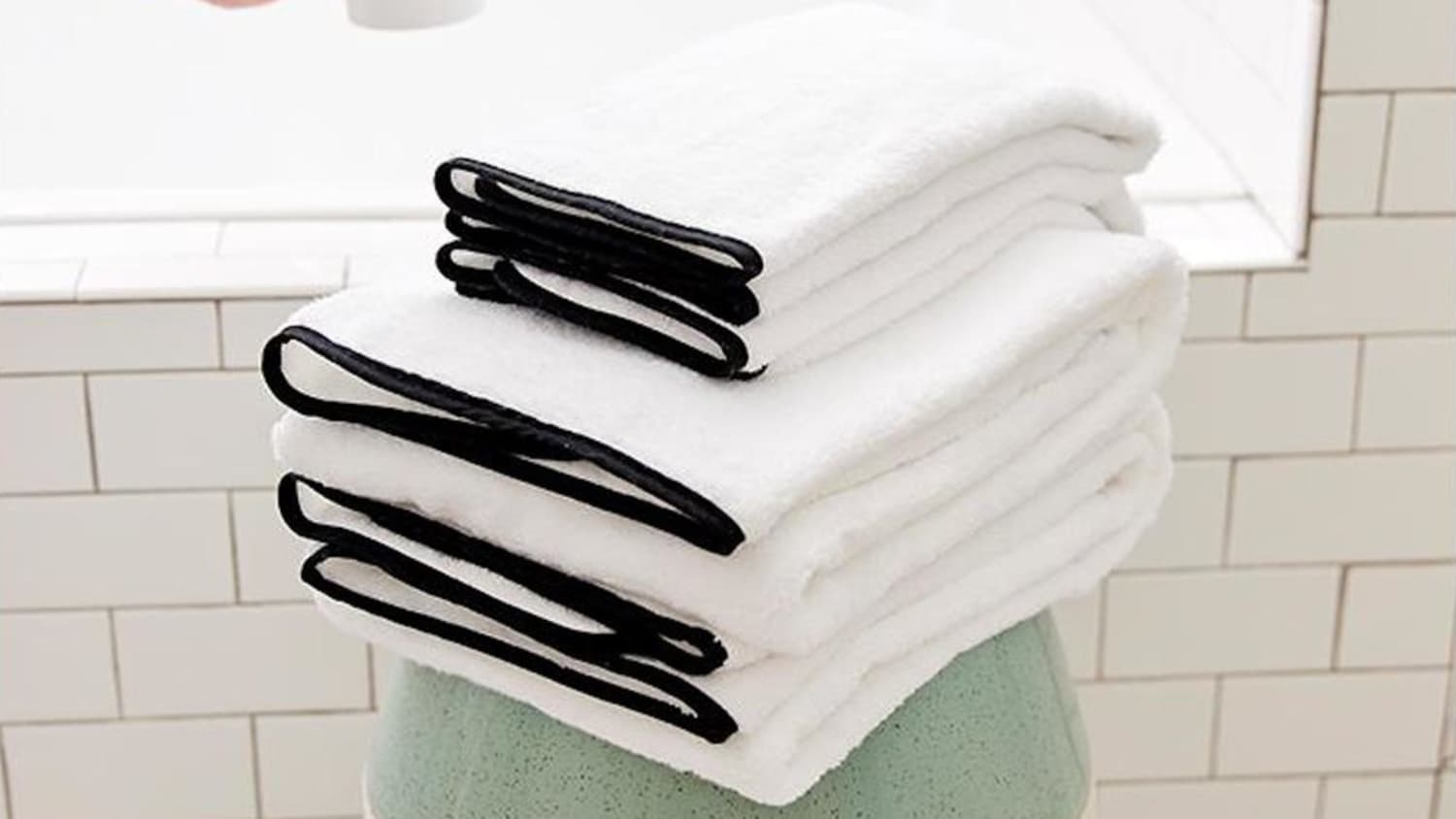 White towels with black trim best sale