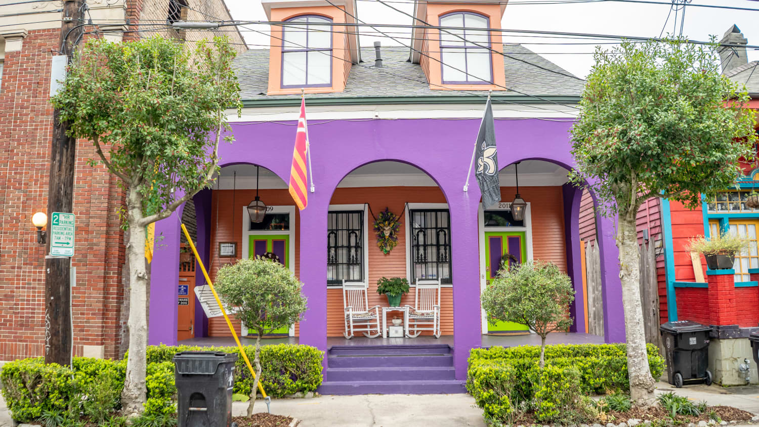 Purple colour sales house outside