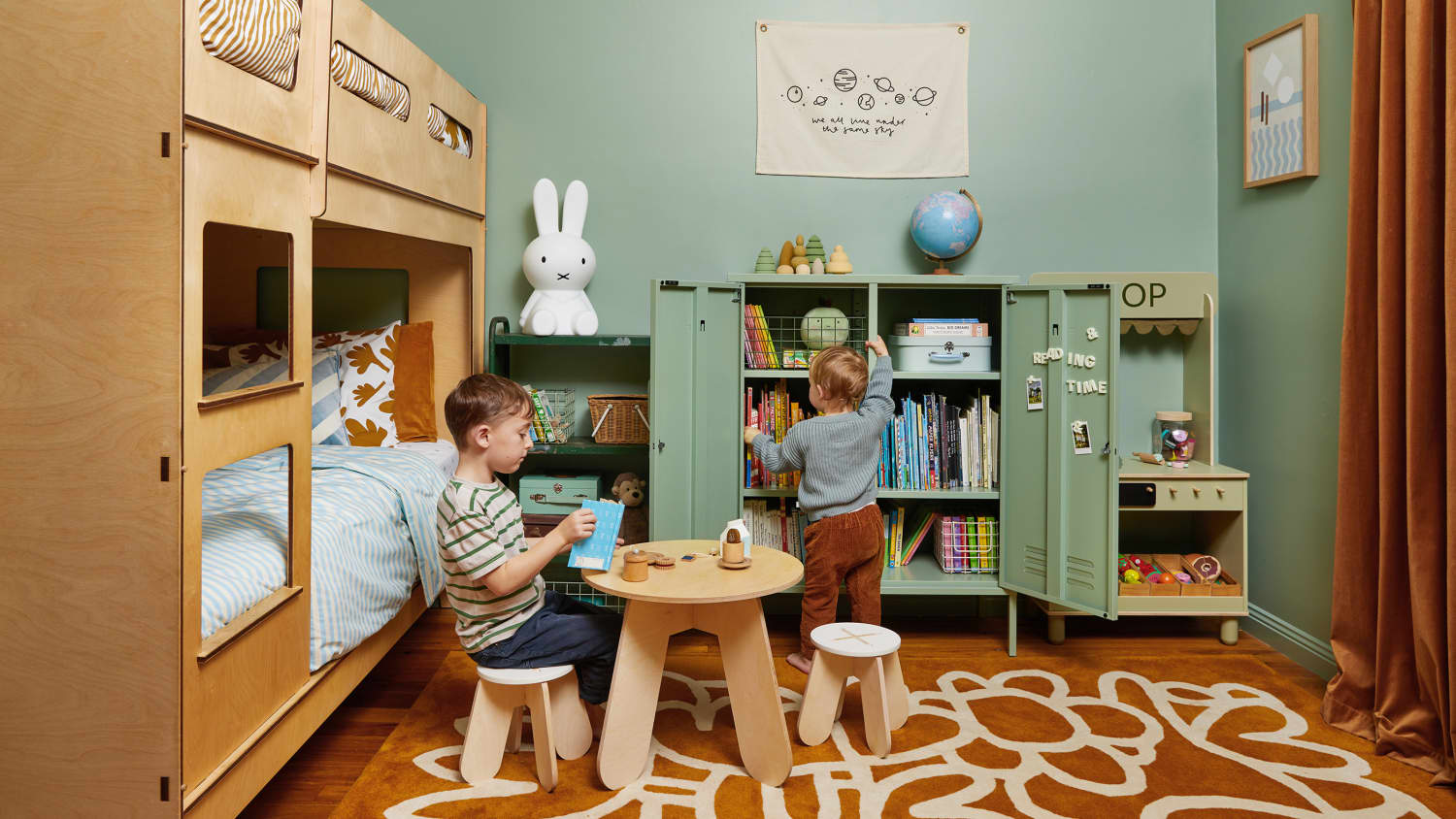 This Green Kids' Bedroom Has a Great Storage Idea | Cubby, image size:1500x844