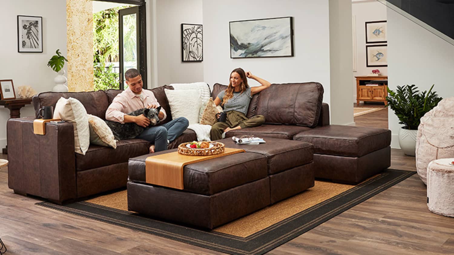 Lovesac sectional store leather