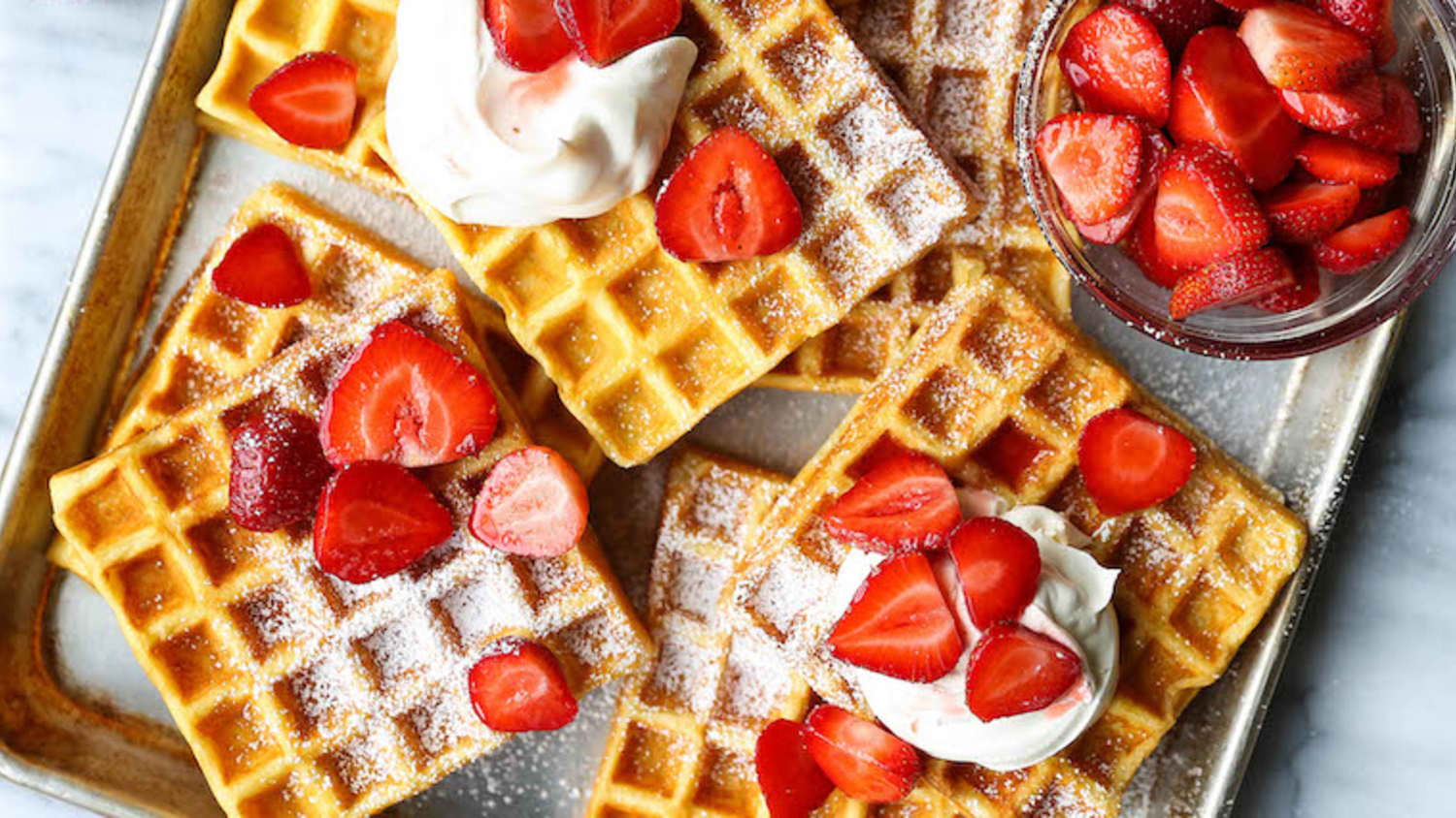 Strawberries And Cream Buttermilk Waffles Damn Delicious Kitchn