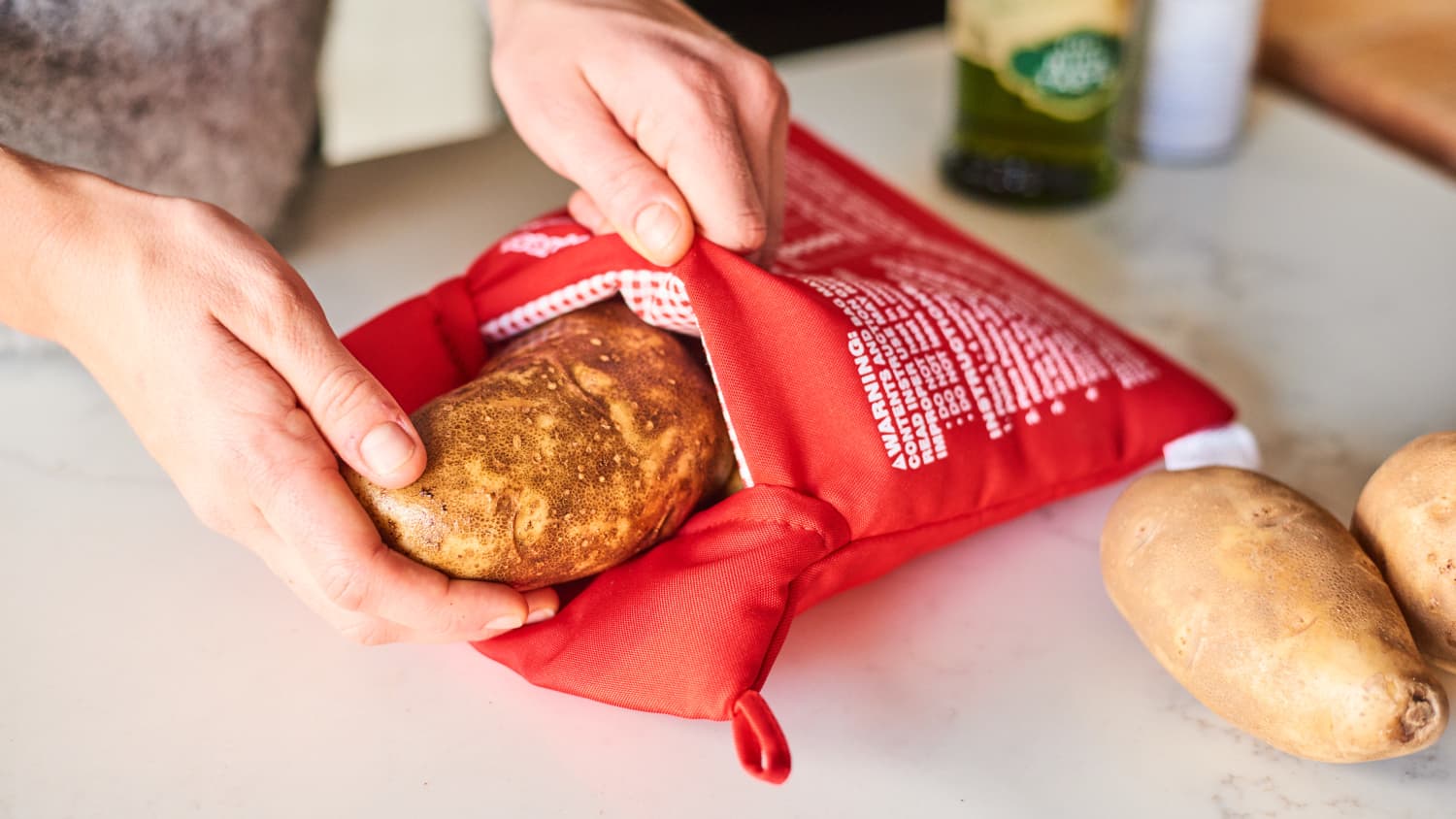 Potato Express Microwave Potato Cooker,Red Pouch Bag