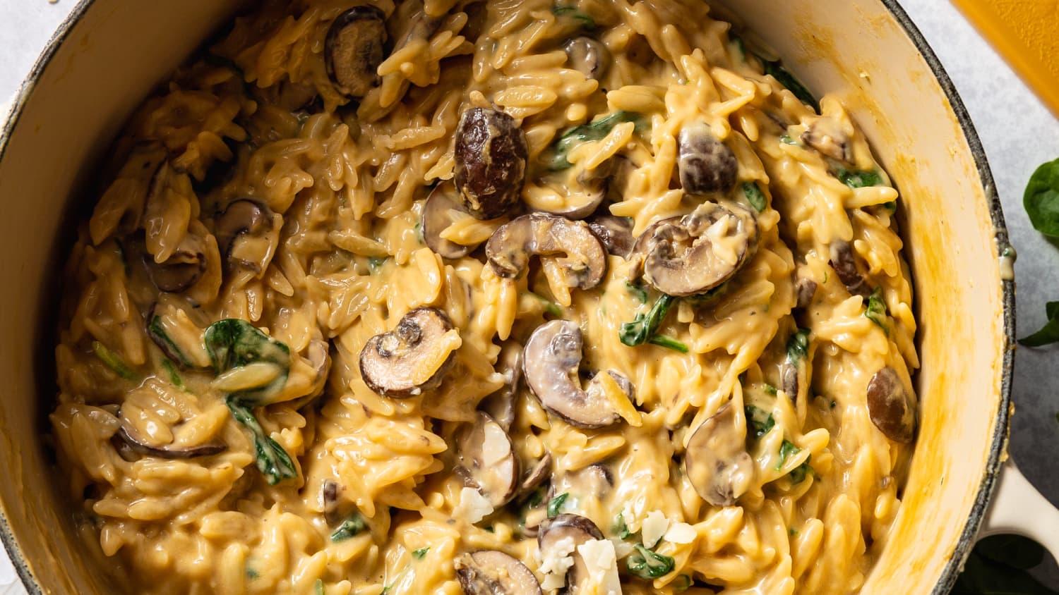 One Pot Creamy Mushroom And Spinach Orzo Kitchn
