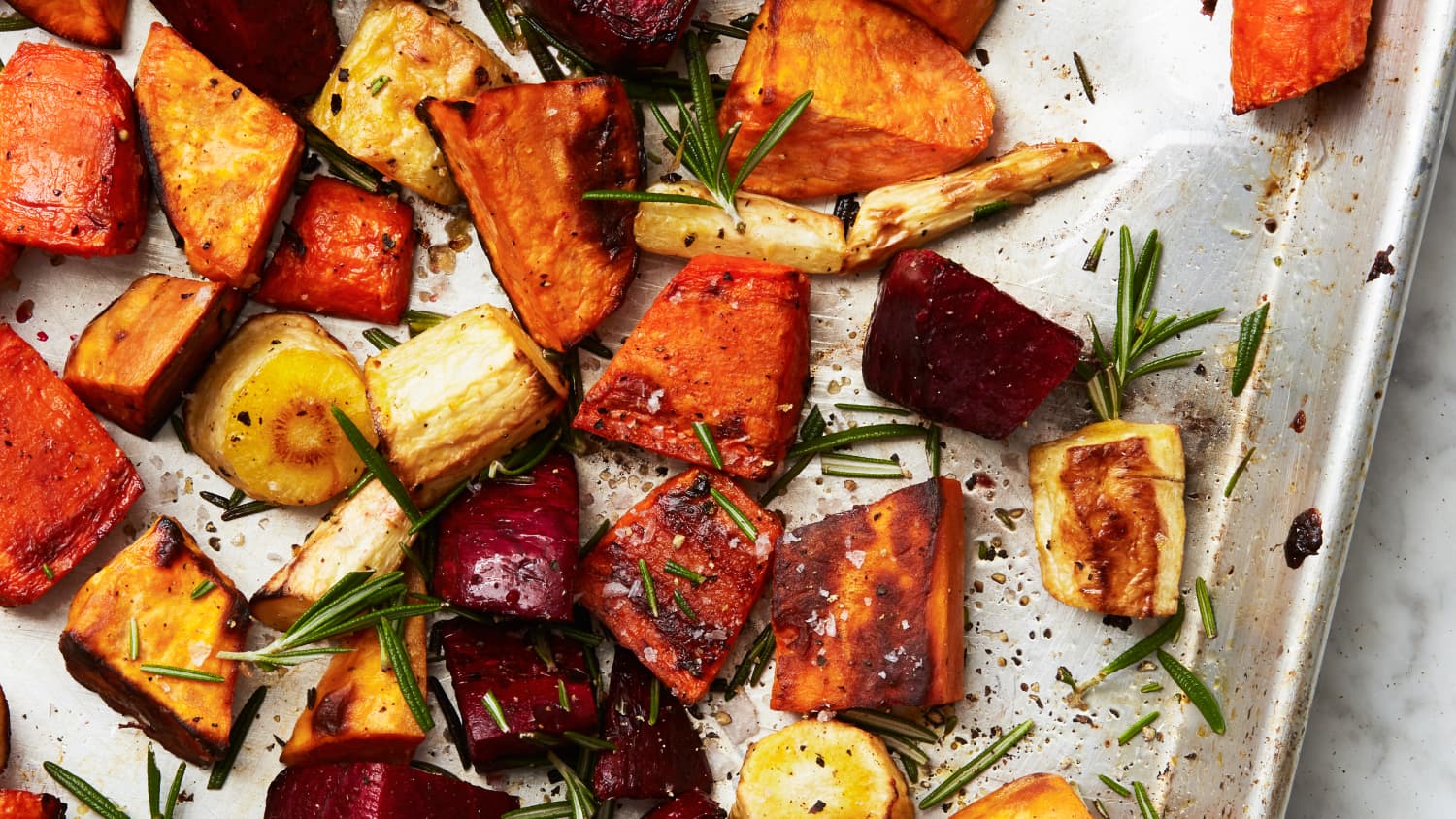 Roasted Root Vegetables Kitchn Top with the thyme sprigs. easy classic roasted root vegetables