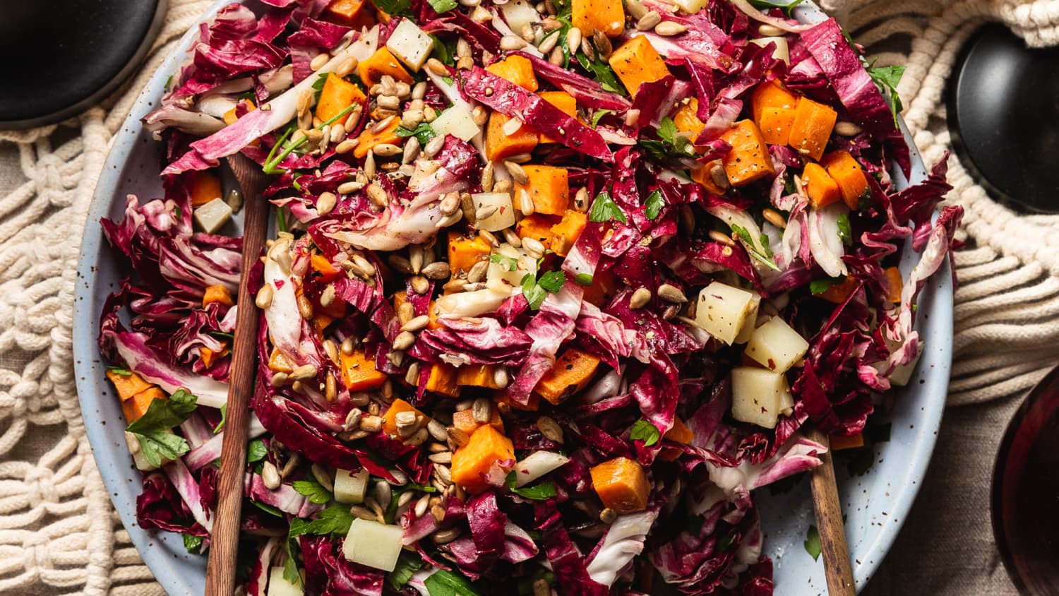 Raw And Roasted Radicchio Salad With Sweet Potato Manchego And