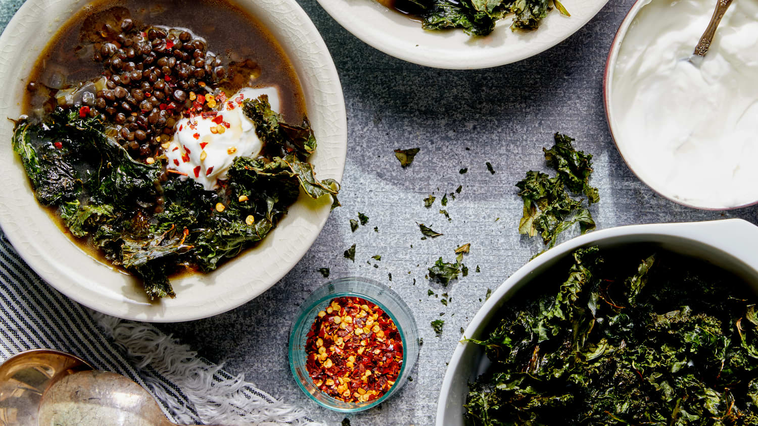 Lemony Black Lentil Soup with Crispy Kale and Yogurt The Kitchn