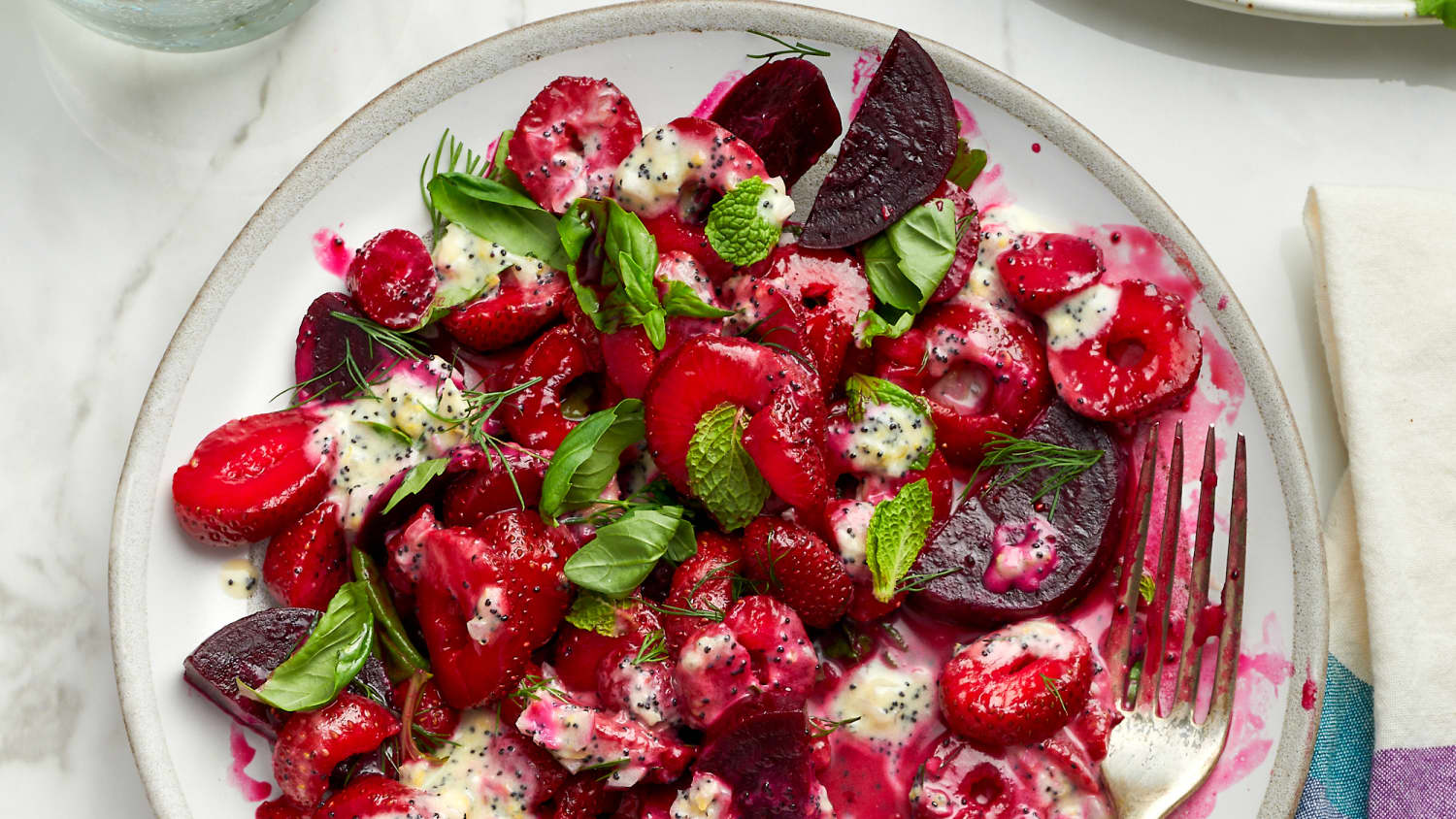 Beet and Strawberry Salad with Lemon Poppy Seed Dressing