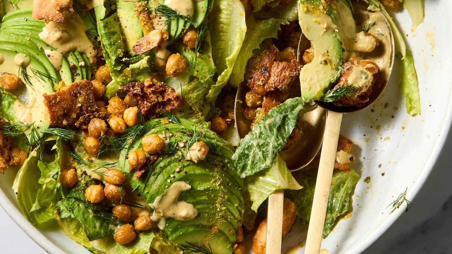miss brown caesar dressing Tahini Salad with Crispy Chickpeas Color:DK Denim Combo