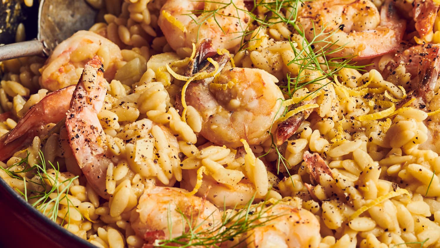 One Pot Lemon Orzo With Shrimp And Fennel Kitchn Drain the orzo, reserving 1/4 cup of the cooking water, then return to the saucepan and stir in the brown butter. one pot lemon orzo with shrimp and fennel