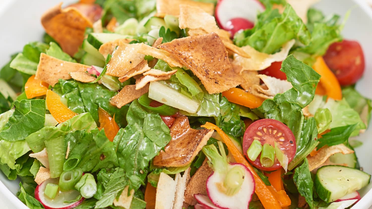 How To Make Fattoush Middle Eastern Bread Salad At Home Kitchn