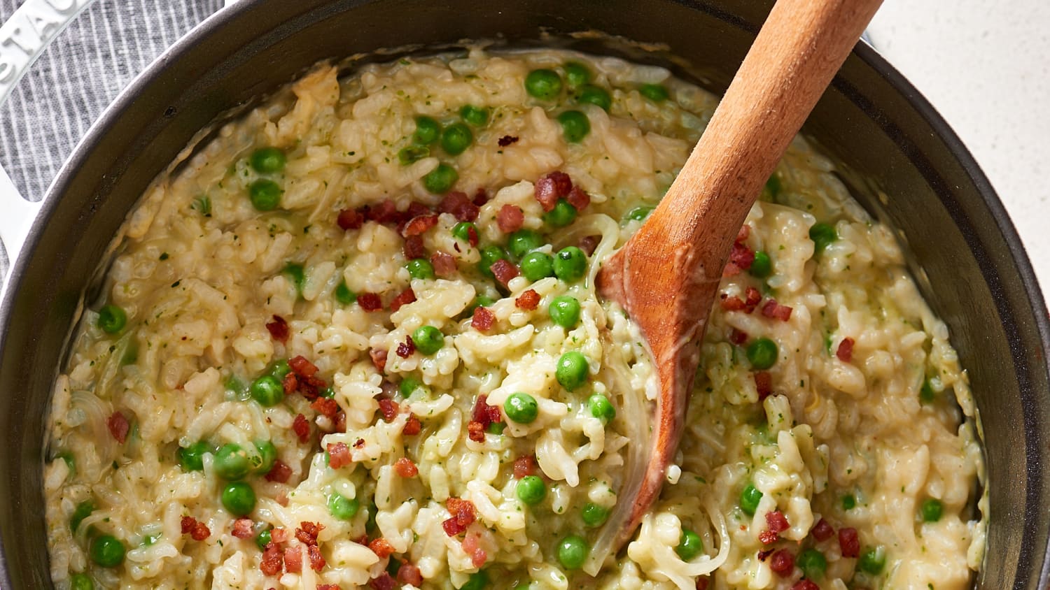 Oven-Baked Risotto Recipe (With Peas, Pesto & Pancetta) | Kitchn