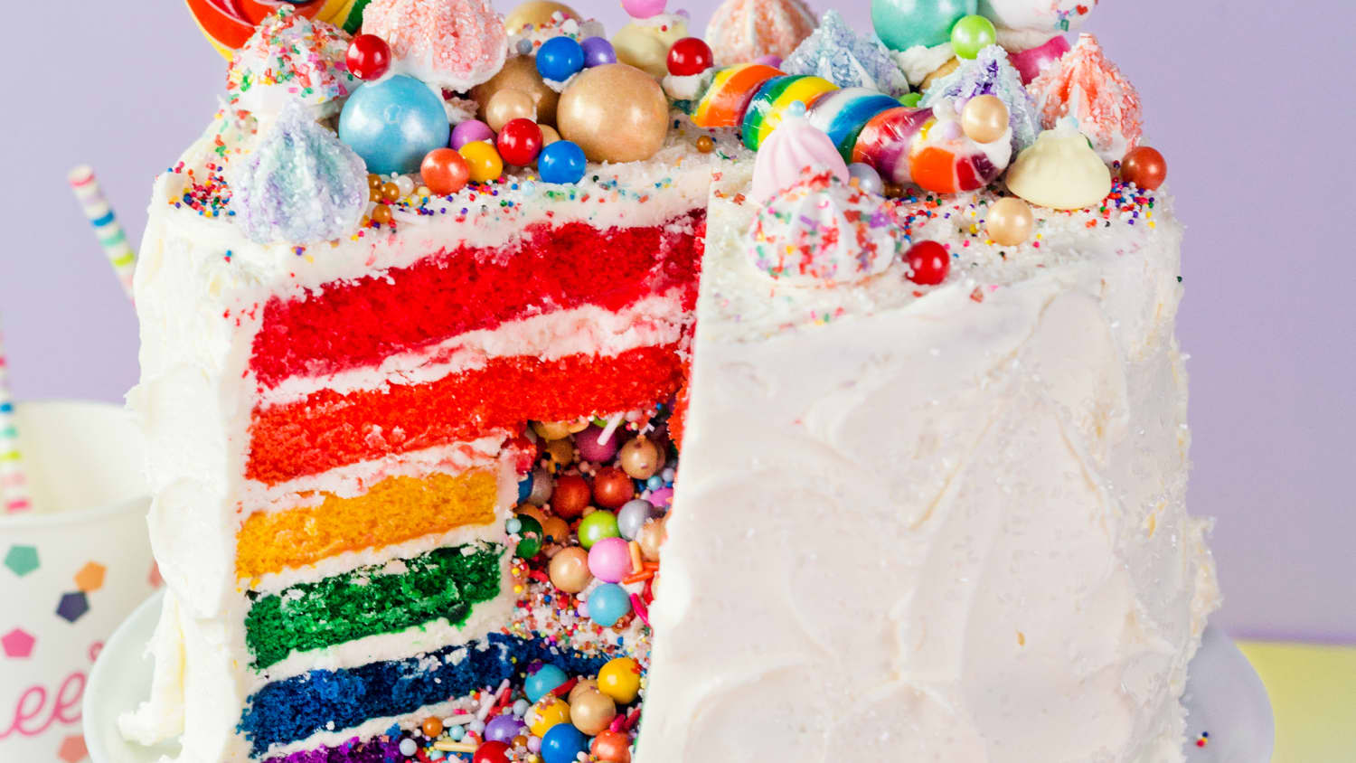 How To Make a Rainbow Layer Cake with a Candy Surprise Inside | Kitchn
