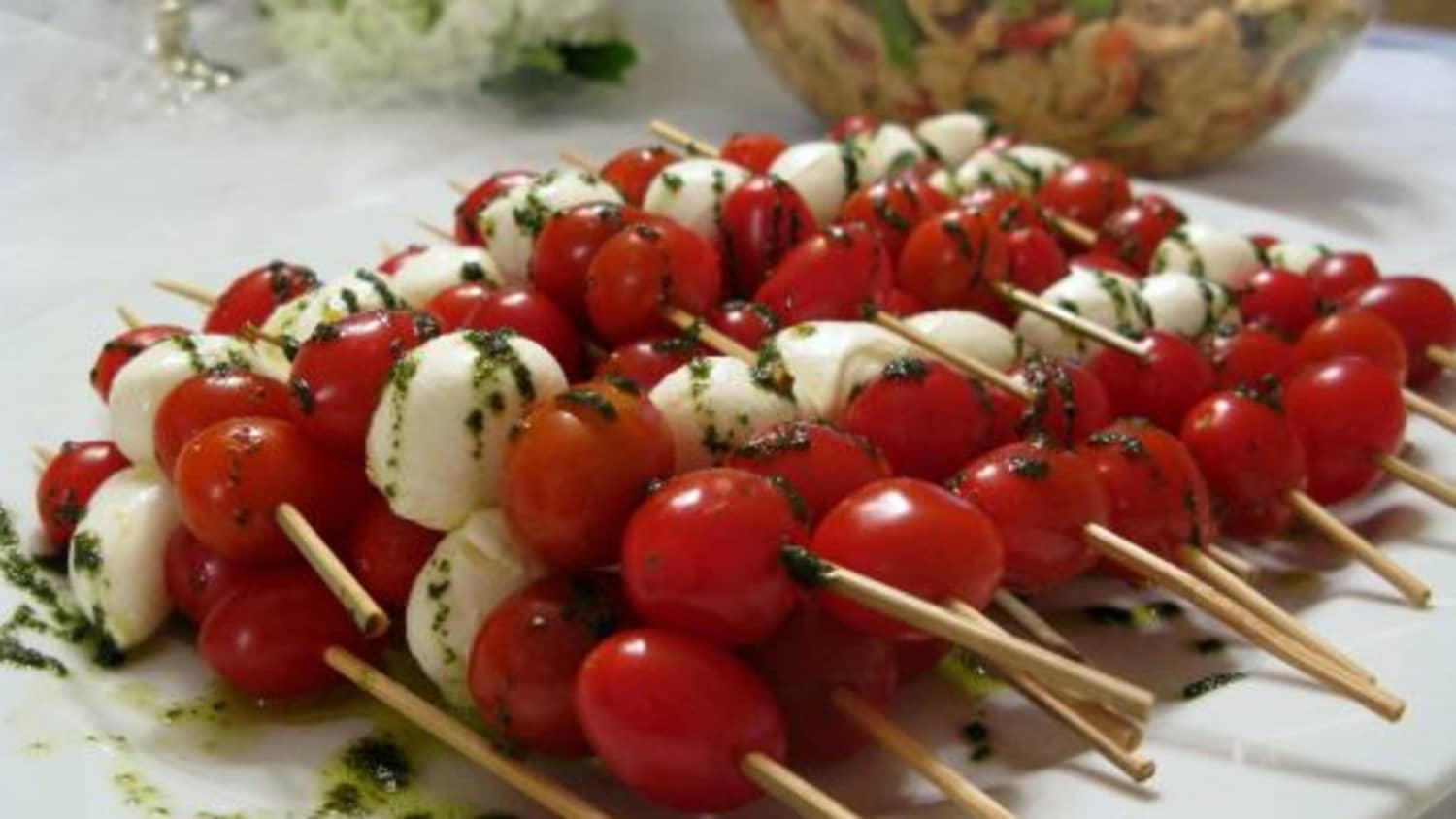 Appetizer Tomato And Mozzarella Skewers With Basil Oil Kitchn