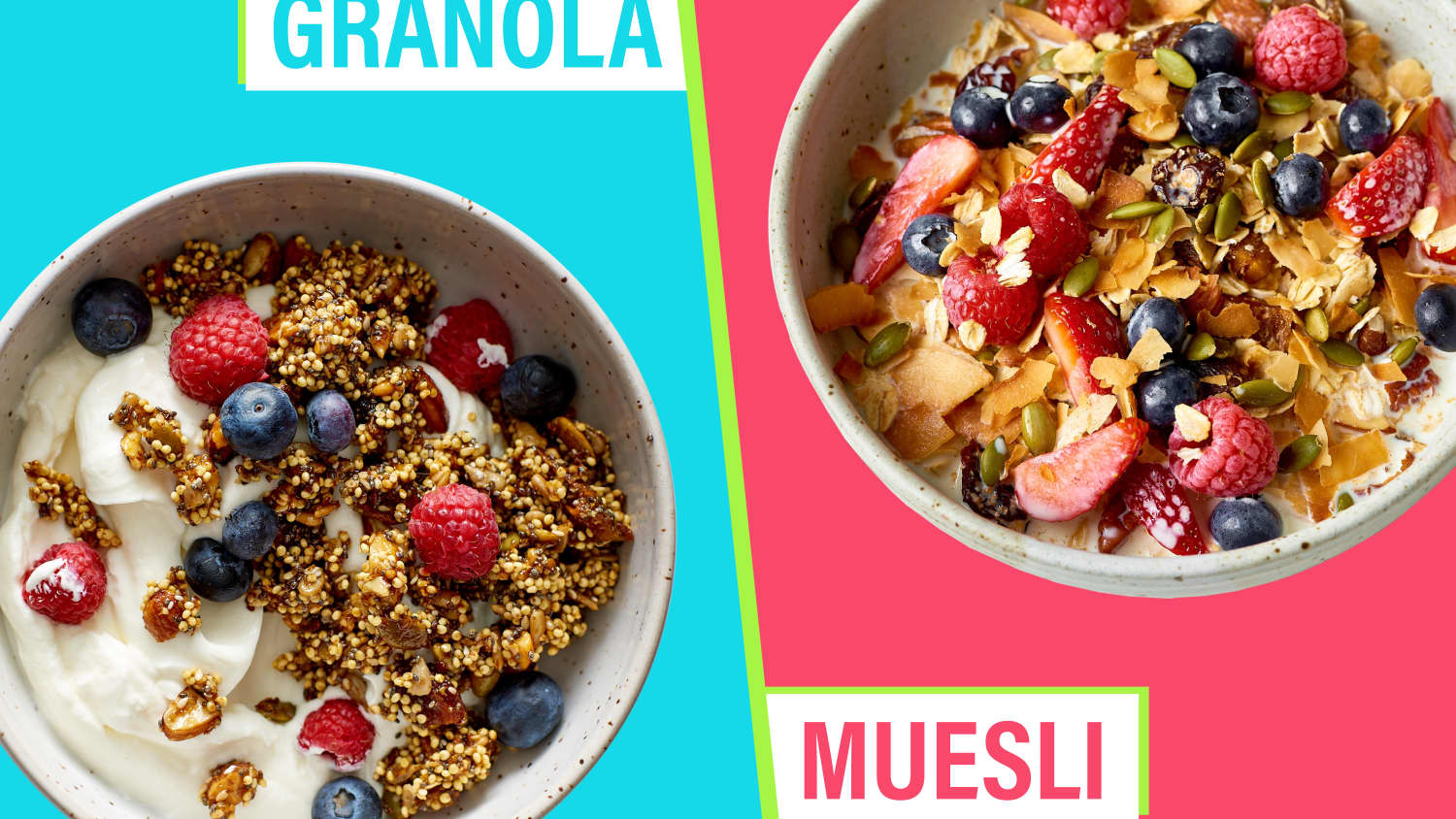 What S The Difference Between Muesli And Granola Kitchn * muesli contains dried fruit (originally apples), granola may or may not. what s the difference between muesli