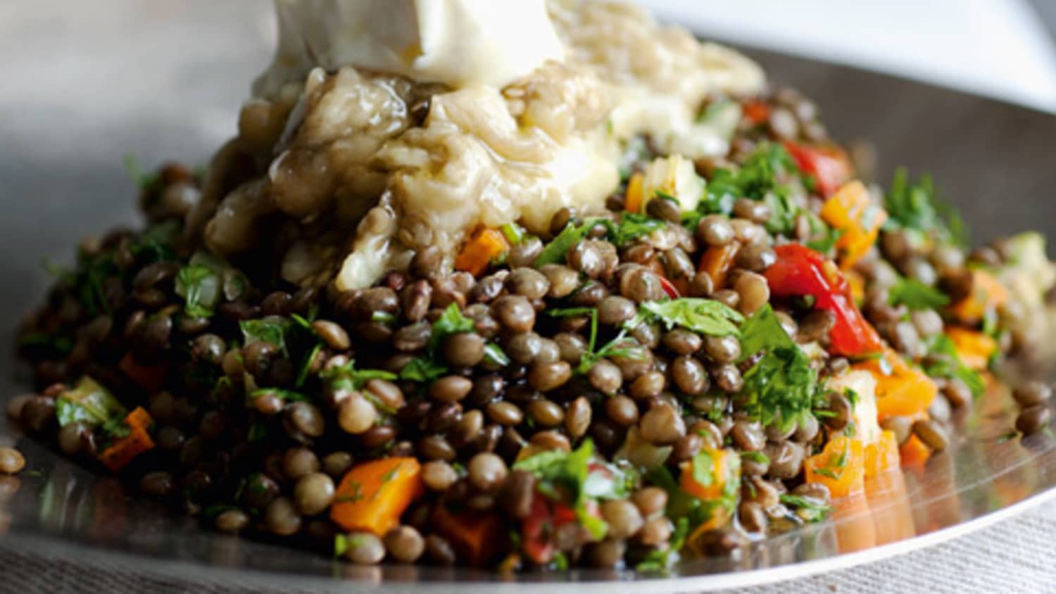 Lentils With Broiled Eggplant Kitchn