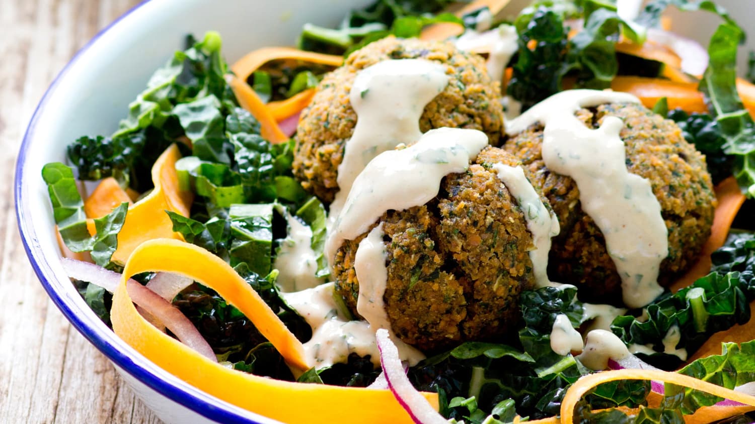 Recipe Baked Red Lentil Falafel Salad Kitchn