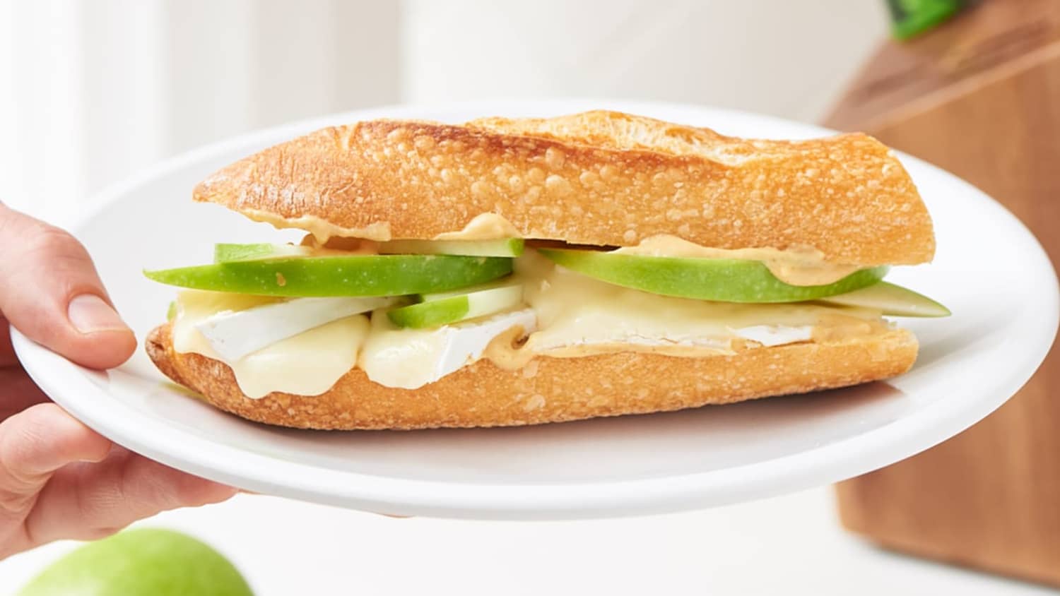 Apple, Brie, and Dijon Baguette Sandwich, image size:1500x844