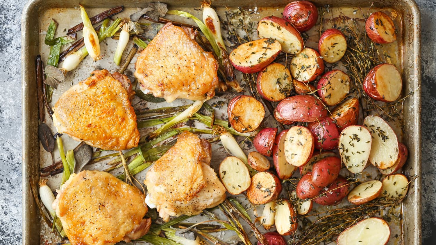 Recipe: Sheet Pan Chicken Thighs with Red Potatoes and Sage