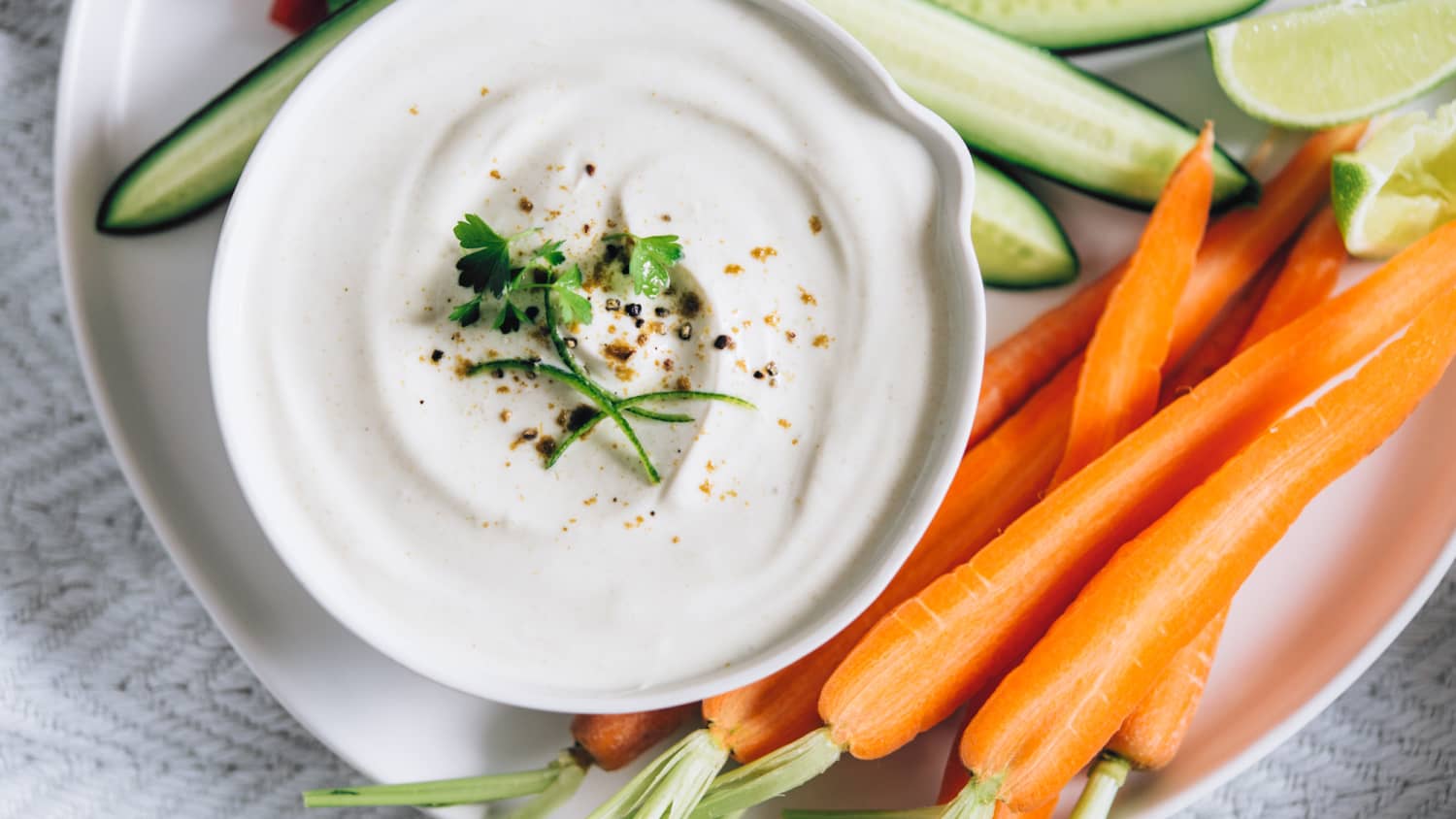 Recipe: Fresh Veggies with 3-Ingredient Cumin-Lime Yogurt Dip