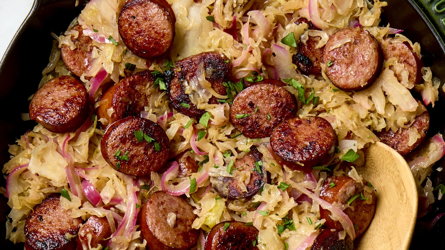 4 Ingredient Kielbasa and Sauerkraut Skillet
