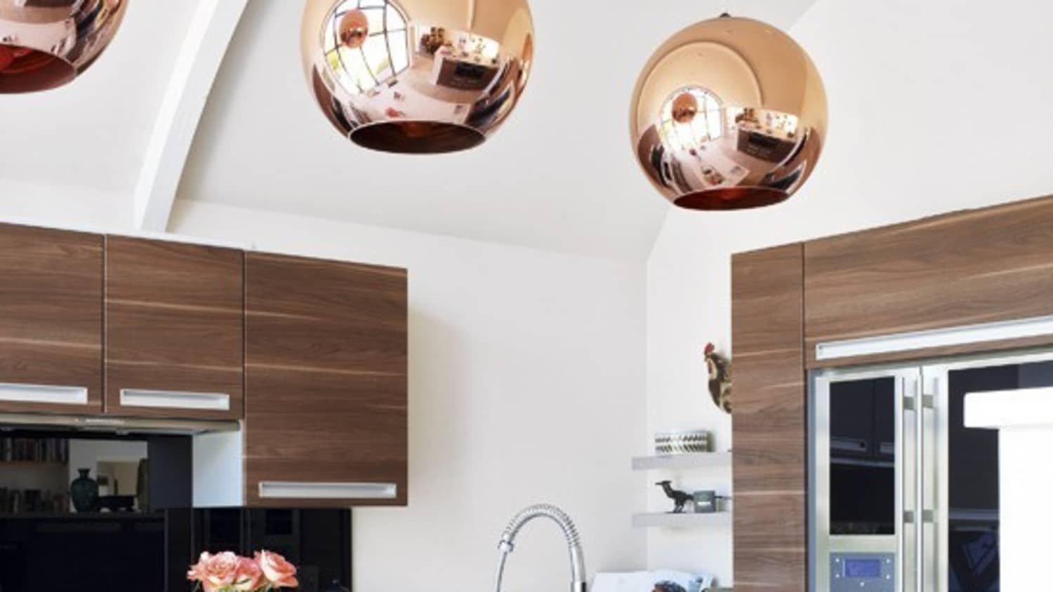 Copper pendants in hot sale kitchen